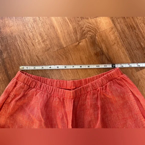 FLAX Womens Linen Wide Leg Pull On Pants Small Lagenlook Coastal Stretch Pockets - Picture 7 of 10